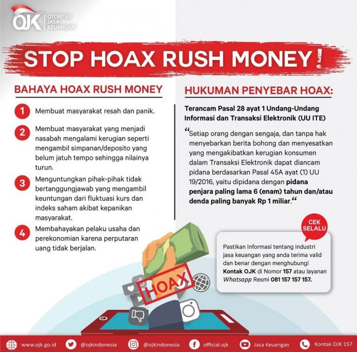 OJK Ingatkan Informasi Ajakan Tarik Dana di Perbankan adalah Hoax