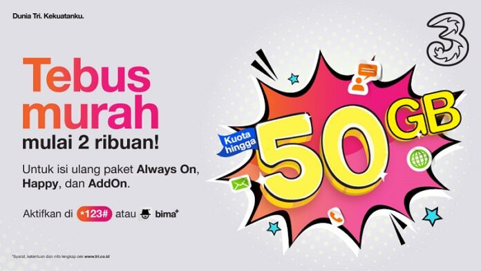 Liburan Sekolah, 3 Indonesia Kembali Hadirkan Program Tebus Murah Kuota 50 GB