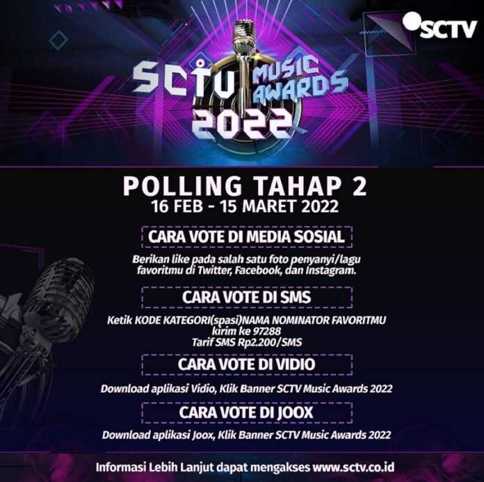 Polling untuk SCTV Music Award 2022 Masih Berjalan
