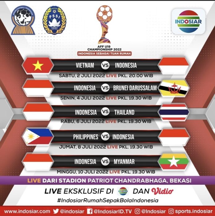 AFF U19 Championship Tayang di Indosiar dan Vidio Mulai 2 Juli AFF U19 Championship Tayang di Indosiar dan Vidio Mulai 2 Juli