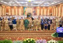 Pelatihan Dasar (Latsar) Calon Pegawai Negeri Sipil (CPNS) Golongan II dan III di Gedung Sasana Wiyata Praja Badan Pengembangan Sumber Daya Manusia (BPSDM) Jatim, Senin (29/9).