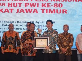 Transformasi Perbankan Sukses, Dirut Bank Jatim Raih Penghargaan PWI Jawa Timur