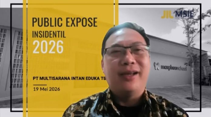 Direktur Utama PT Multisarana Intan Eduka Tbk, Tanu Widjaja dalam Public Expose Insidentil secara daring, Selasa (19/05). Saham Melonjak 214 Persen Hingga Disuspensi BEI, Manajemen MSIE Ungkap Pemicu dan Pastikan Operasional Tetap Stabil